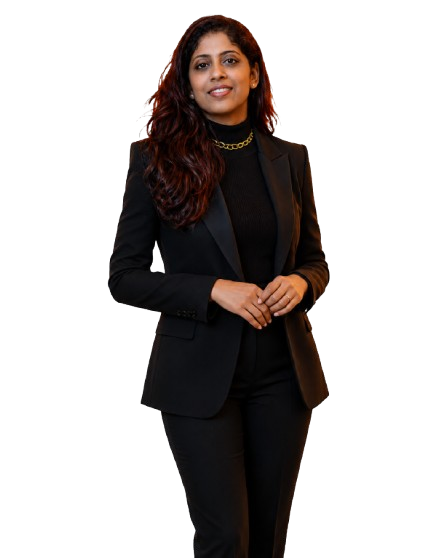 Portrait of a smiling study-abroad and migration consultant in a black blazer